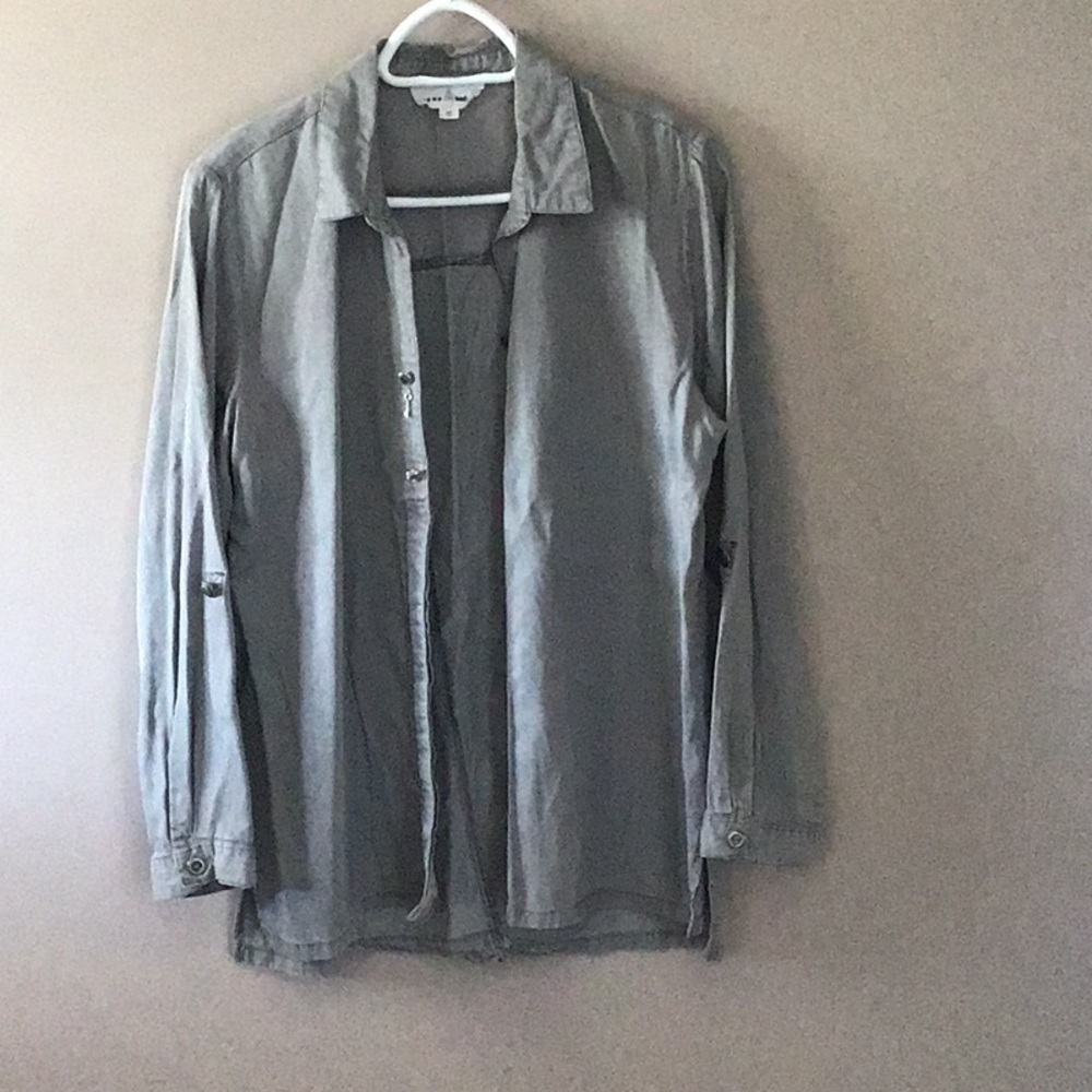 Neon Buddha Gray Button Down Shirt Top